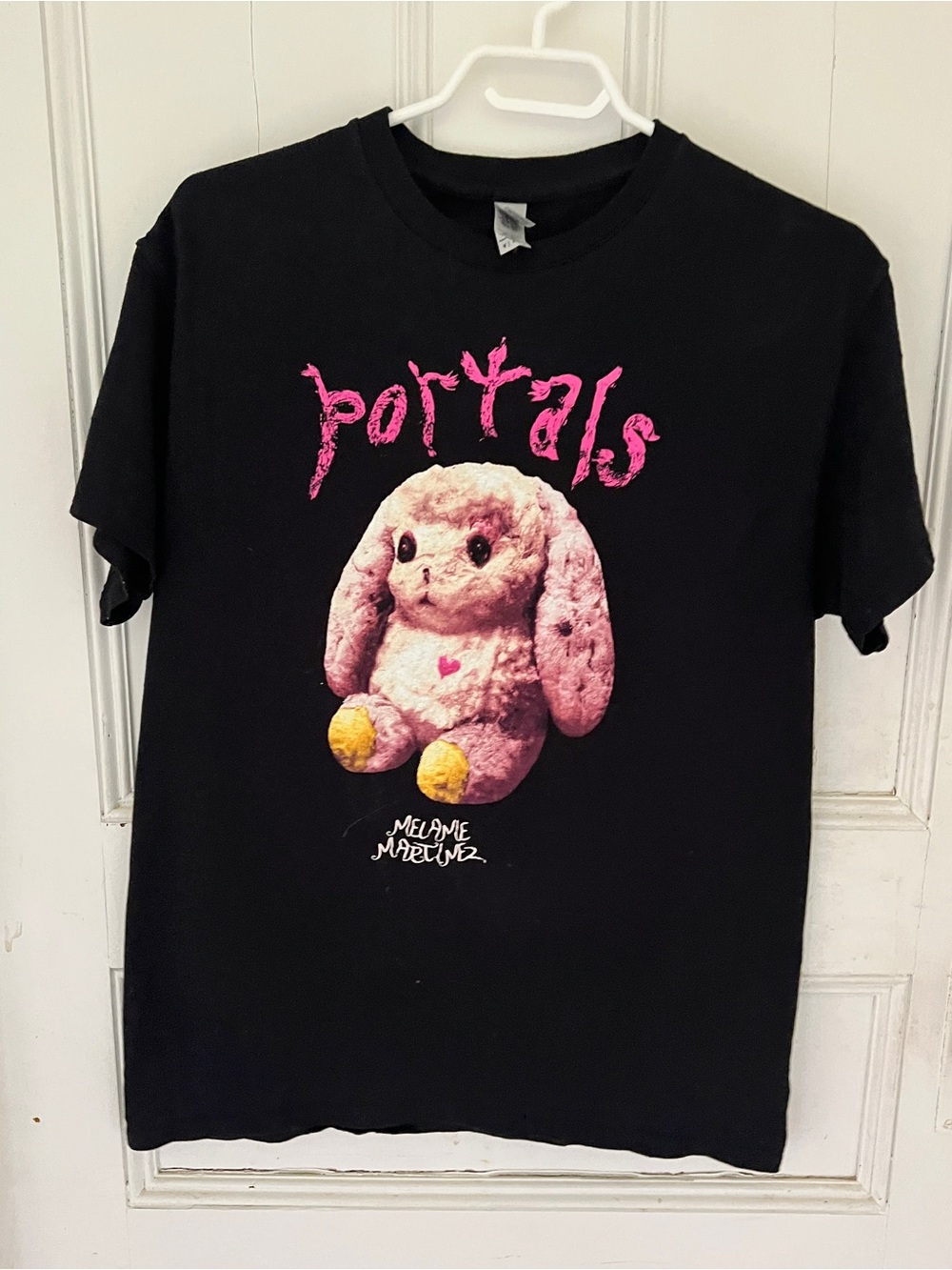 Melanie Martinez Gildan Black Tee with Pink Bunny and Yellow Accents